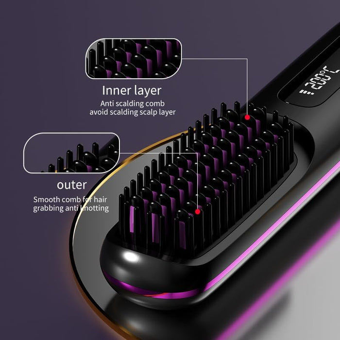 Plancha de pelo inalámbrica con iones negativos, calentamiento rápido - Quierox - Tienda Online
