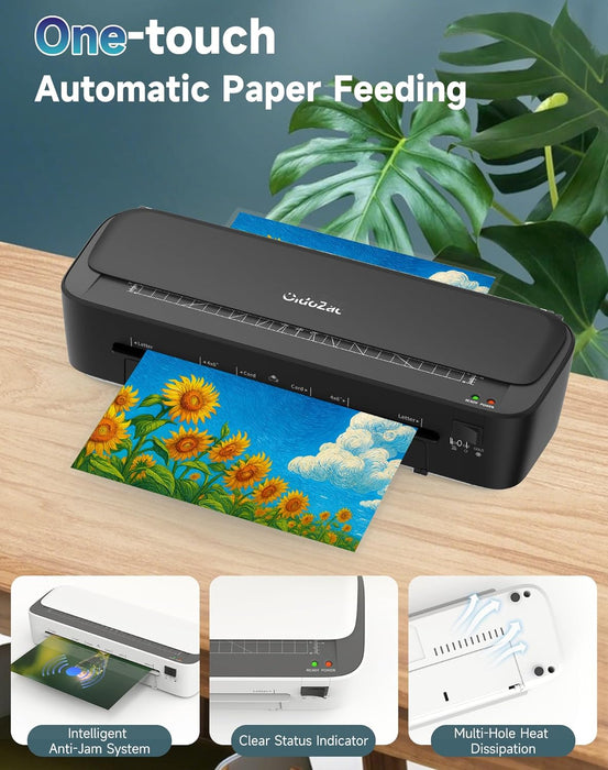 Plastificadora térmica A4 11 en 1, con 36 fundas, 3 cabezales de corte y recortador integrado, ideal para la escuela, el hogar, la oficina (negra) - Quierox - Tienda Online