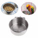 Plato de acero inoxidable para comida de mascotas, bebedero de agua con abrazadera de 10cm - Quierox - Tienda Online