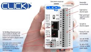 PLC CLICK alimentado por CC con 8 E/S discretas y 4 E/S analógicas C0 - 12DD1E - D - Quierox - Tienda Online