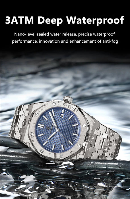 POEDAGAR reloj de lujo para hombre de pulsera luminoso de acero inoxidable para hombre - Quierox - Tienda Online
