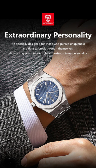 POEDAGAR reloj de lujo para hombre de pulsera luminoso de acero inoxidable para hombre - Quierox - Tienda Online