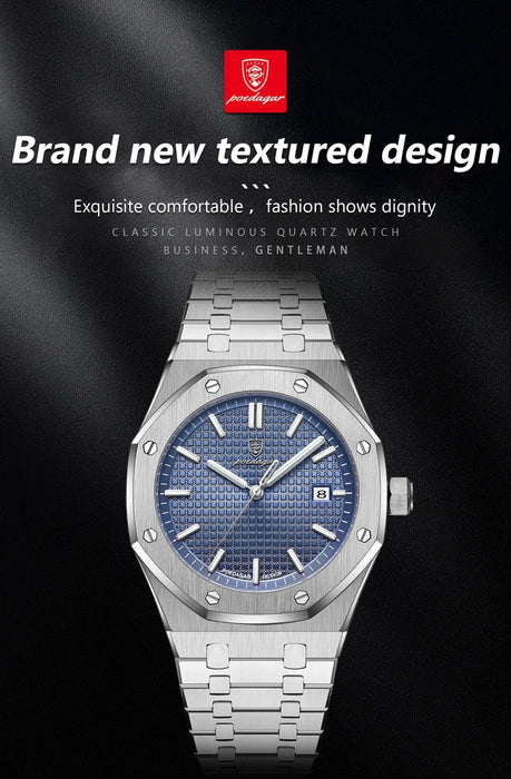 POEDAGAR reloj de lujo para hombre de pulsera luminoso de acero inoxidable para hombre - Quierox - Tienda Online
