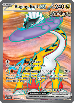 Pokemon Tarjeta holográfica Inversa Raging Bolt ex 196/162 - Quierox - Tienda Online