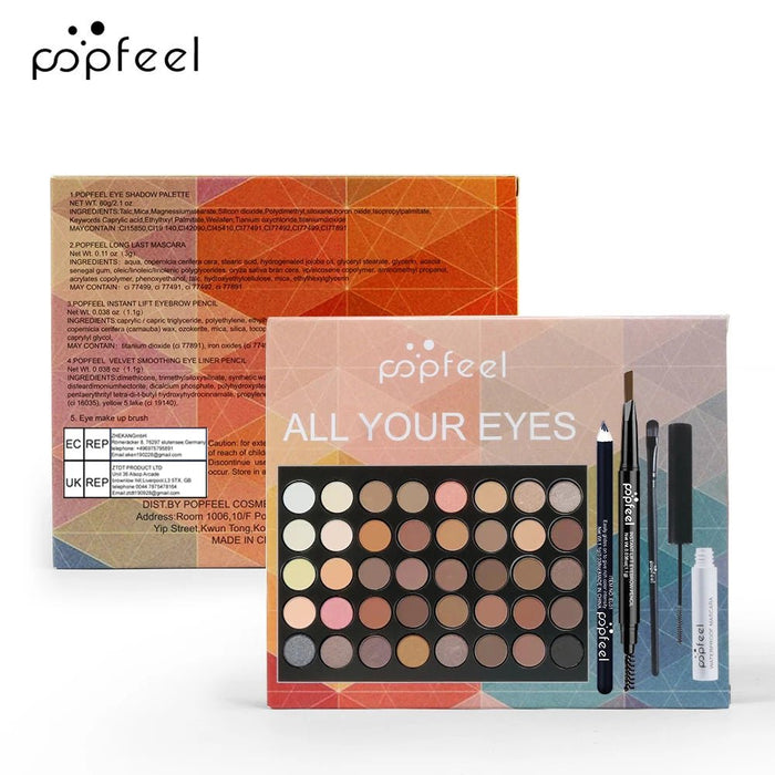 POPFEEL - Juego de maquillaje para mujer, paleta de sombras de ojos, delineador de ojos, rímel, lápiz de cejas - Quierox - Tienda Online