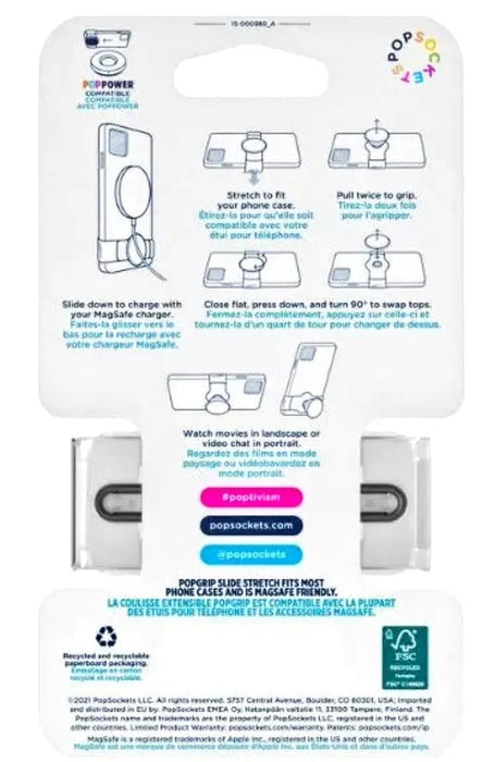 PopSockets PopGrip Slide Stretch Negro Swap Top Teléfono móvil - Quierox - Tienda Online