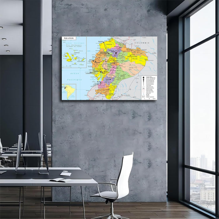 Póster de lienzo con mapa geopolítico de República Dominicana, en frances - Quierox - Tienda Online