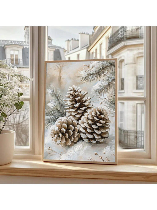 Póster navideño con diseño de piña nevada (enmarcado o sin marco), acogedor, para festivales - Quierox - Tienda Online