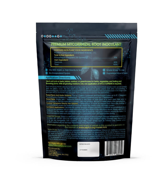 Potenciador de las raíces de los hongos micorrícicos para las plantas Trifecta Myco Supreme (2 onzas) - Quierox - Tienda Online