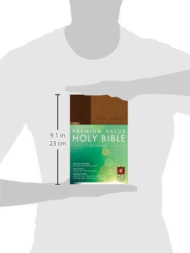 Premium Value Slimline Bible Large Print NLT, TuTone (LeatherLike, Brown/Tan) - Quierox - Tienda Online