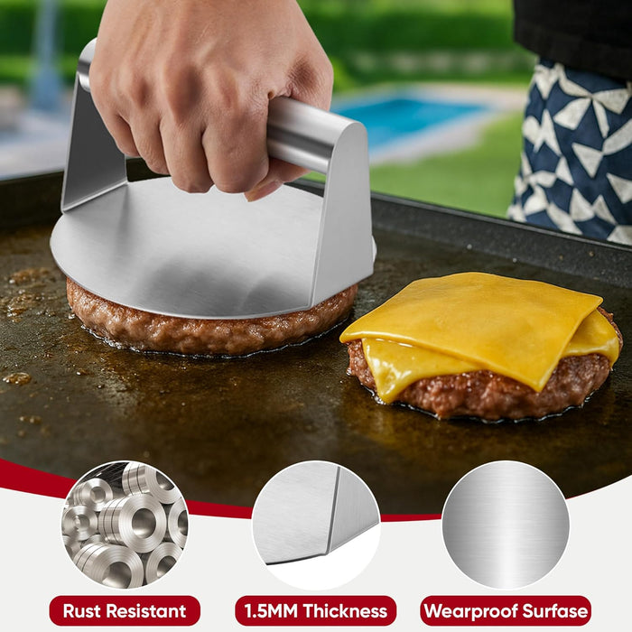 Prensa para Hamburguesas Smash para Plancha, Plana para Tocino - Quierox - Tienda Online