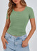 PRETTYGARDEN Camisetas de manga corta para mujer, con cuello henley acanalado, botones, corte entallado - Quierox - Tienda Online