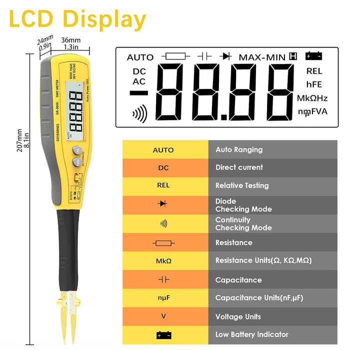 Probador digital SMD 6000 cuentas, rango automático inteligente de resistencia - Quierox - Tienda Online
