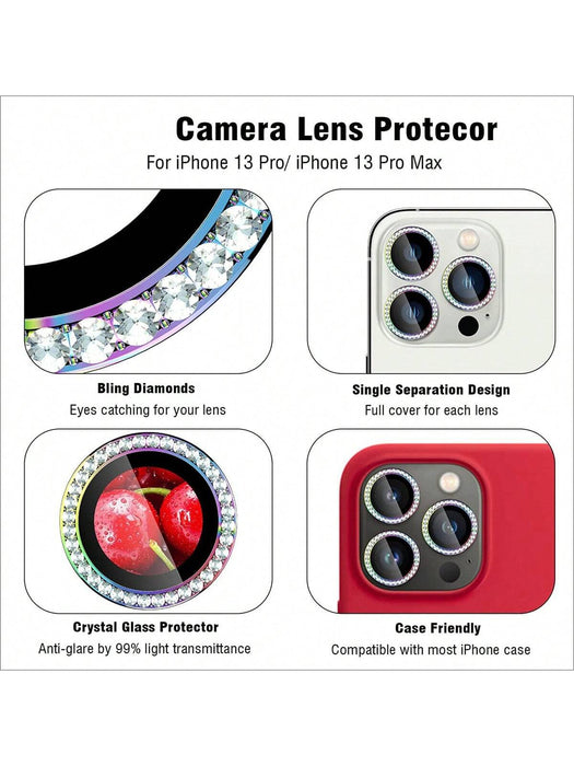 Protector de lente de cámara con diamantes de imitación solo compatible con iPhone - Quierox - Tienda Online