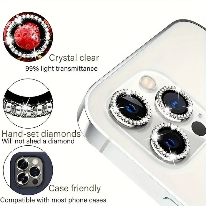 Protector de lente de cámara con diamantes, película protectora de pantalla de vidrio - Quierox - Tienda Online