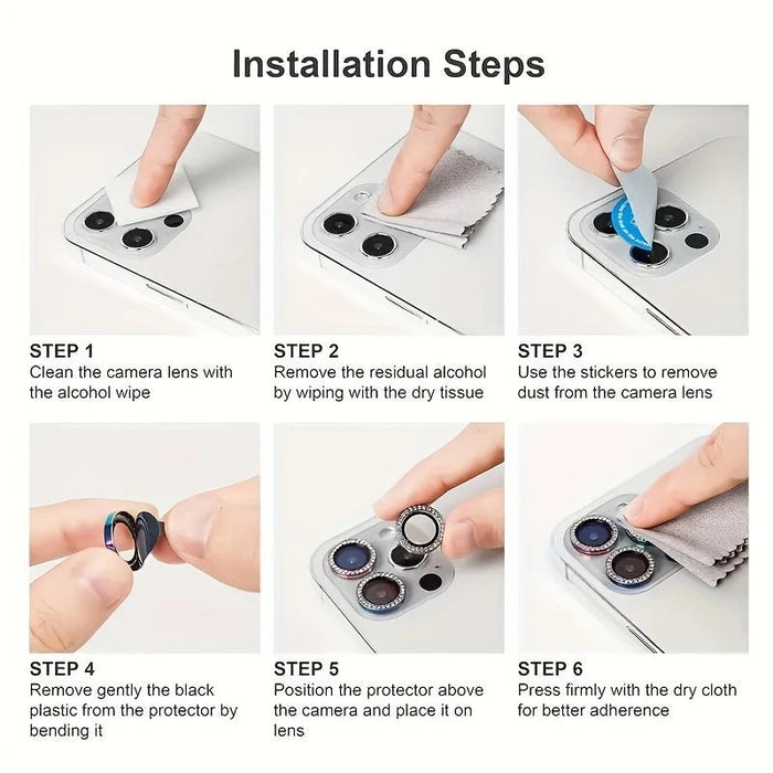 Protector de lente de cámara con diamantes, película protectora de pantalla de vidrio - Quierox - Tienda Online