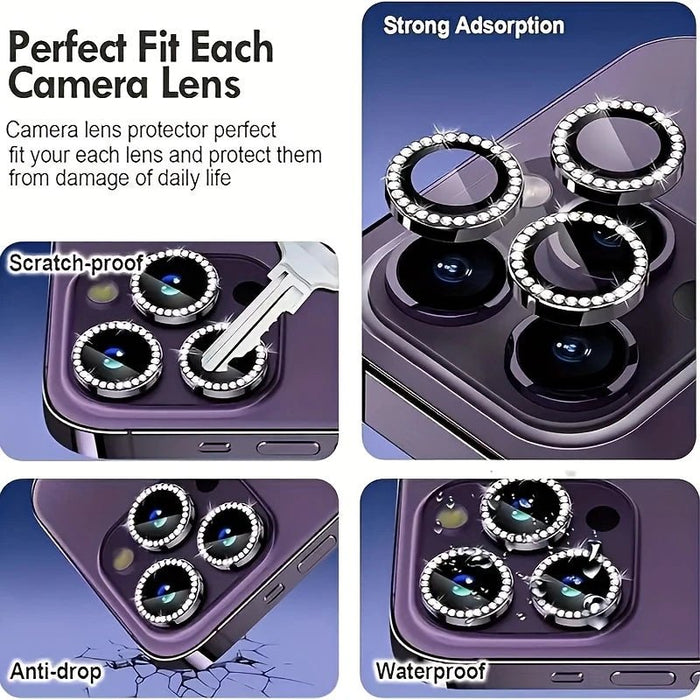 Protector de lente de cámara con diamantes, película protectora de pantalla de vidrio - Quierox - Tienda Online
