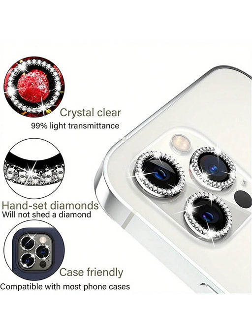 Protector de lente de cámara plateado brillante, compatible con iPhone - Quierox - Tienda Online