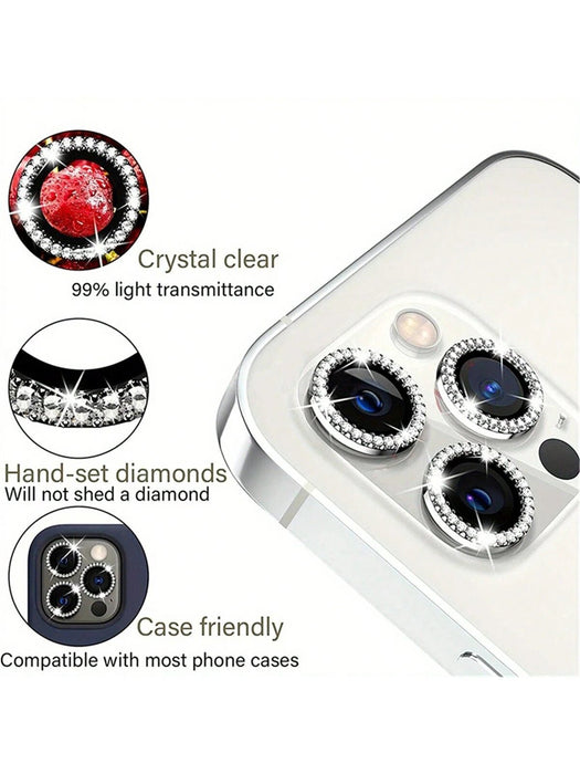 Protector de lente de cámara plateado brillante, compatible con iPhone - Quierox - Tienda Online