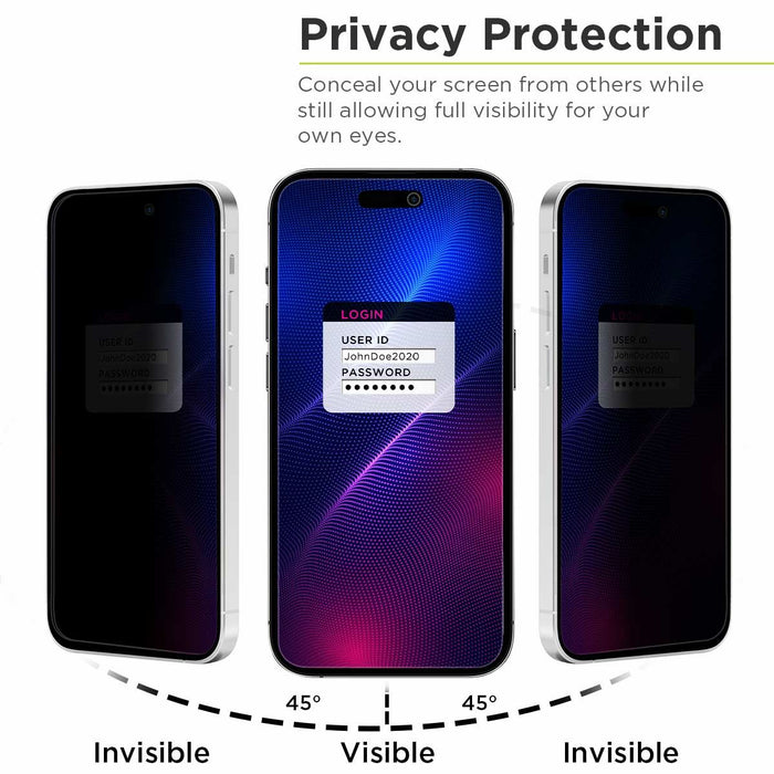 Protector de pantalla de cristal de privacidad 360 para iPhone 15 Pro Max V - Quierox - Tienda Online