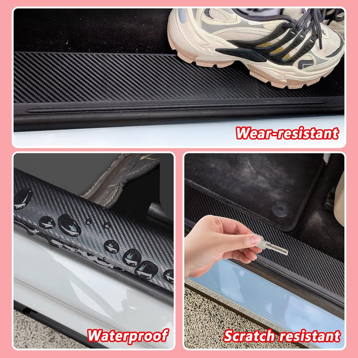 Protectores de umbral de puerta de coche de fibra de carbono, pegatinas protectoras - Quierox - Tienda Online