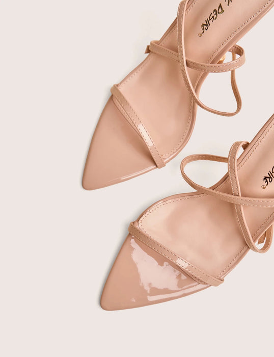 Public Desire Zapatos de tacón de aguja dorados Legacy Nude con punta fina - Quierox - Tienda Online