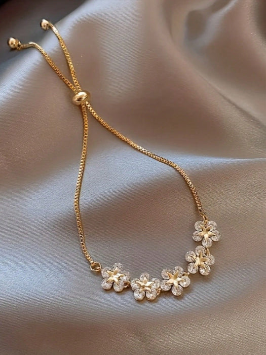 Pulsera ajustable con dije floral - Joyería elegante y minimalista para mujer - Quierox - Tienda Online