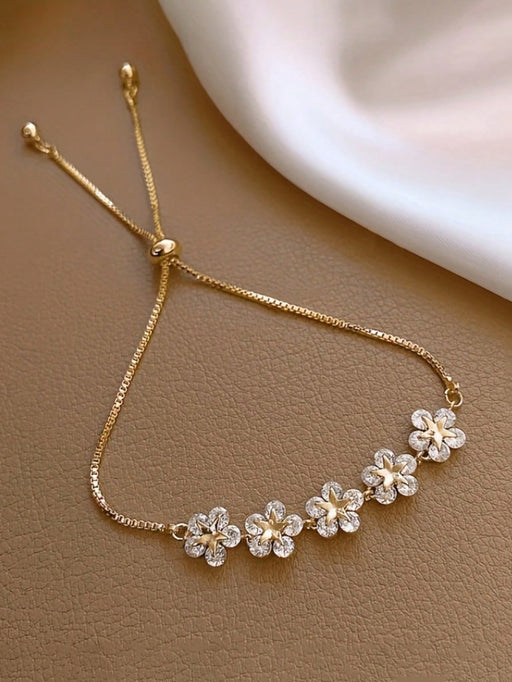 Pulsera ajustable con dije floral - Joyería elegante y minimalista para mujer - Quierox - Tienda Online