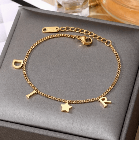 Pulsera con colgante de estrella y letra de moda coreana para mujer de metal - Quierox - Tienda Online