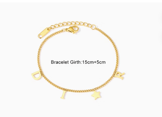 Pulsera con colgante de estrella y letra de moda coreana para mujer de metal - Quierox - Tienda Online
