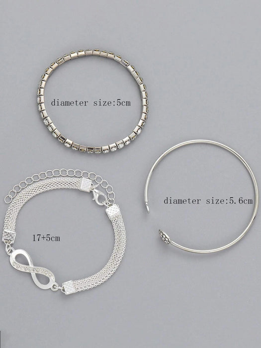 Pulsera con decoración de corazón e infinito con diamantes de imitación de 3 piezas - Quierox - Tienda Online