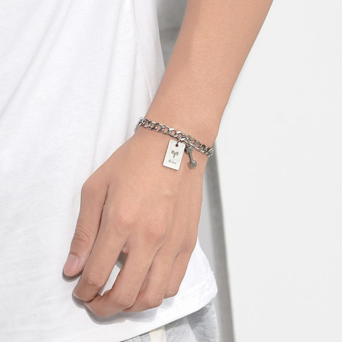 Pulsera con dije Cuadrado con signo del sodiaco Con Mancuernas De Personalidad Masculina - Quierox - Tienda Online