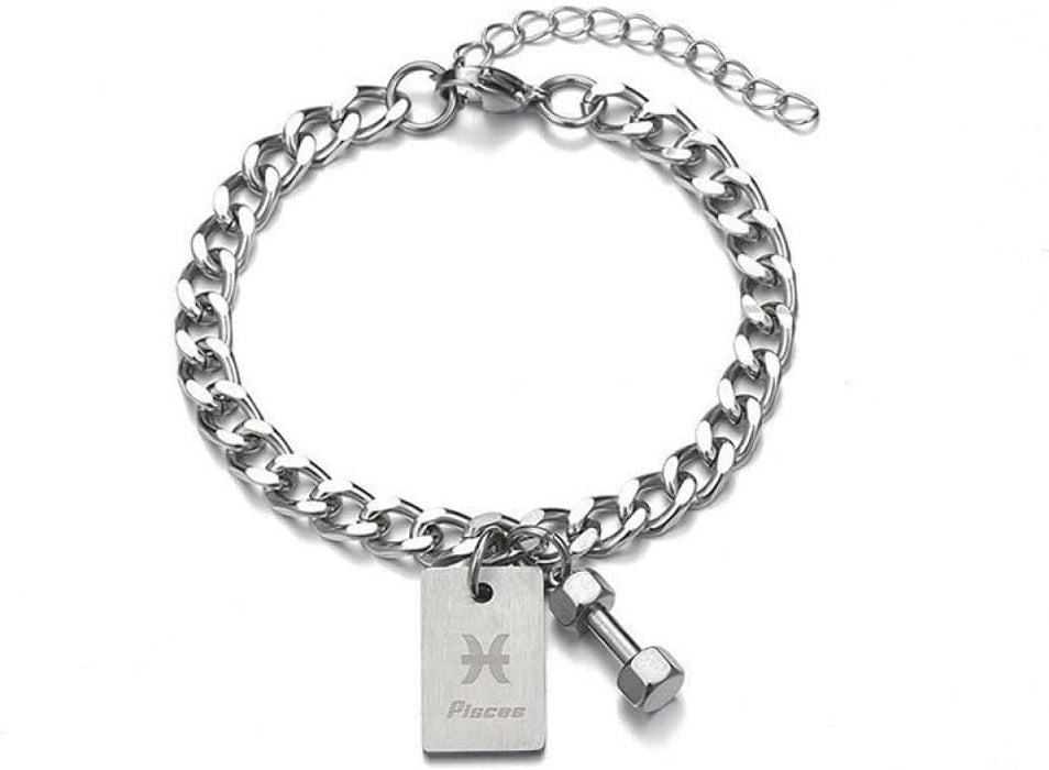 Pulsera con dije Cuadrado con signo del sodiaco Con Mancuernas De Personalidad Masculina - Quierox - Tienda Online
