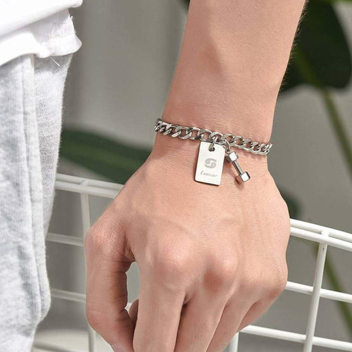 Pulsera con dije Cuadrado con signo del sodiaco Con Mancuernas De Personalidad Masculina - Quierox - Tienda Online