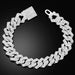 Pulsera cubana de 14 mm con eslabones de garras incrustados para hombre 21cm - Quierox - Tienda Online