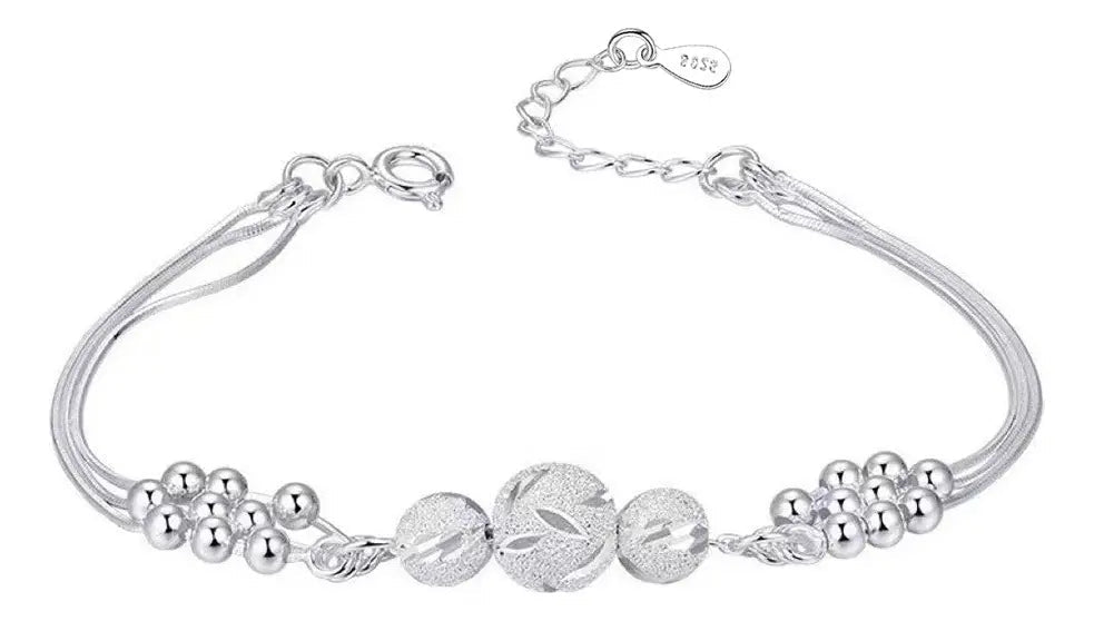 Pulsera Cuentas Redondas De Plata S925 Para Mujer - Quierox - Tienda Online