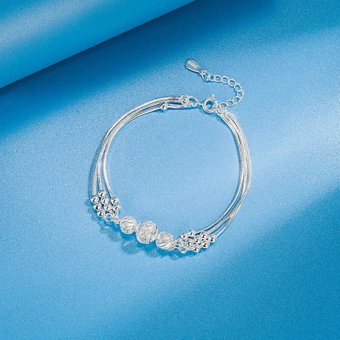 Pulsera Cuentas Redondas De Plata S925 Para Mujer - Quierox - Tienda Online