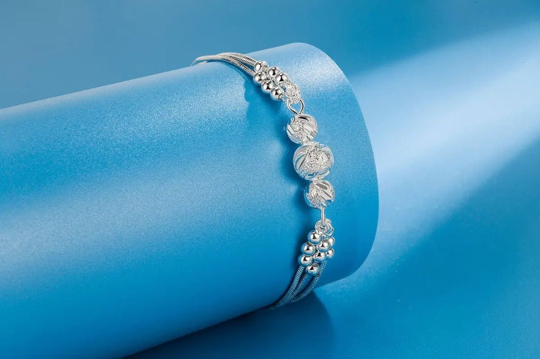 Pulsera Cuentas Redondas De Plata S925 Para Mujer - Quierox - Tienda Online