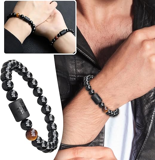 Pulsera de 12 constelaciones, ojo de tigre, piedra de cristal para hombre - Quierox - Tienda Online
