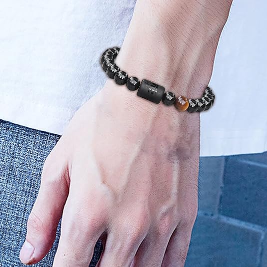 Pulsera de 12 constelaciones, ojo de tigre, piedra de cristal para hombre - Quierox - Tienda Online