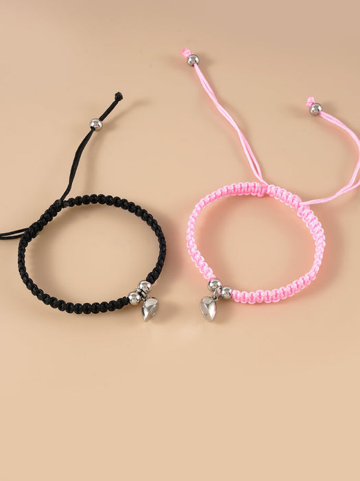 Pulsera de aleación para hombre, 2pcs, con dije magnético de corazón, moderna y popular - Quierox - Tienda Online
