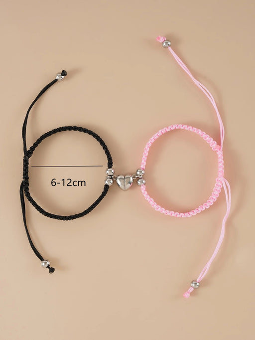 Pulsera de aleación para hombre, 2pcs, con dije magnético de corazón, moderna y popular - Quierox - Tienda Online