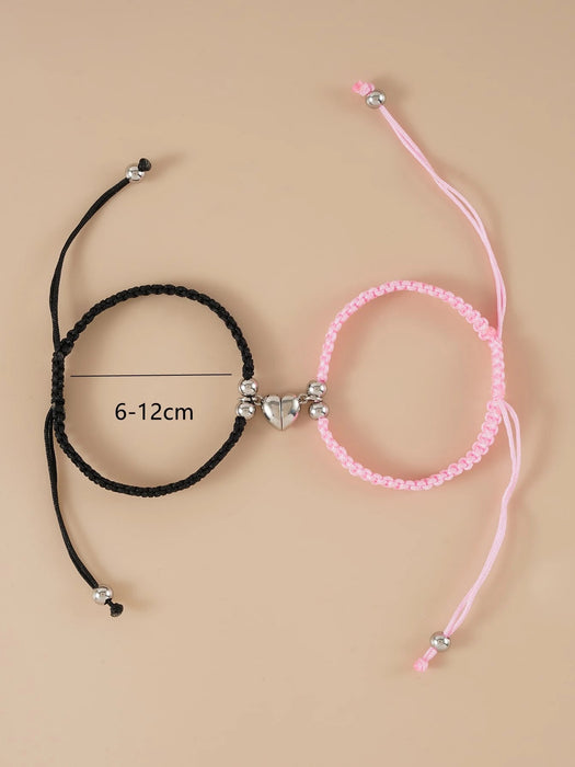 Pulsera de aleación para hombre, 2pcs, con dije magnético de corazón, moderna y popular - Quierox - Tienda Online