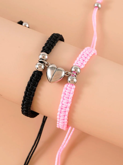 Pulsera de aleación para hombre, 2pcs, con dije magnético de corazón, moderna y popular - Quierox - Tienda Online