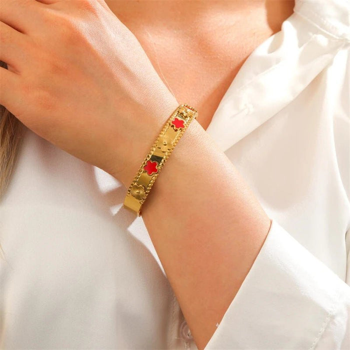 Pulsera de cadena con dijes de margaritas y conchas naturales de acero inoxidable para mujer - Quierox - Tienda Online