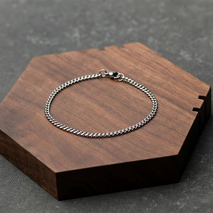 Pulsera de cadena cubana de plata de 3 mm - Quierox - Tienda Online