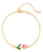 Pulsera de Color dorado con flor de tulipán rosa para mujer - Quierox - Tienda Online