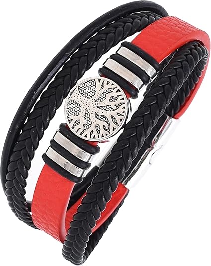 Pulsera de cuero con diseño del árbol de la vida para hombre - Quierox - Tienda Online