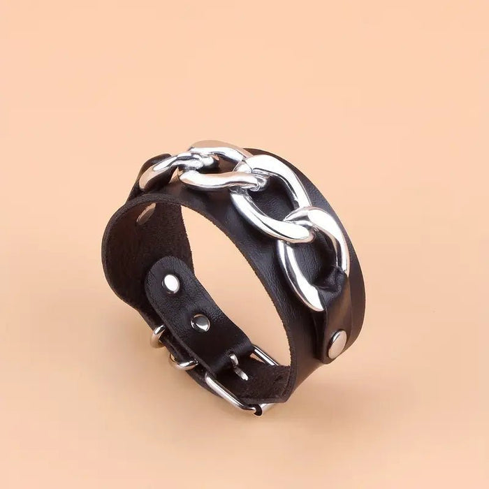 Pulsera de cuero de PU con cadena de empalme elegante y sencilla - Quierox - Tienda Online