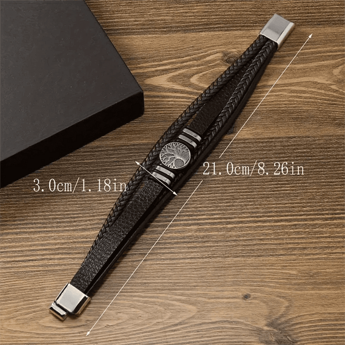 Pulsera de cuero sintético con cierre magnético creativo, dije metálico del Árbol de la Vida para hombre - Quierox - Tienda Online